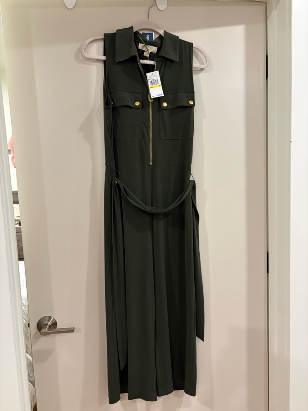 MICHAEL Michael Kors Dark Olive Sleeveless Zip-Front Jumpsuit